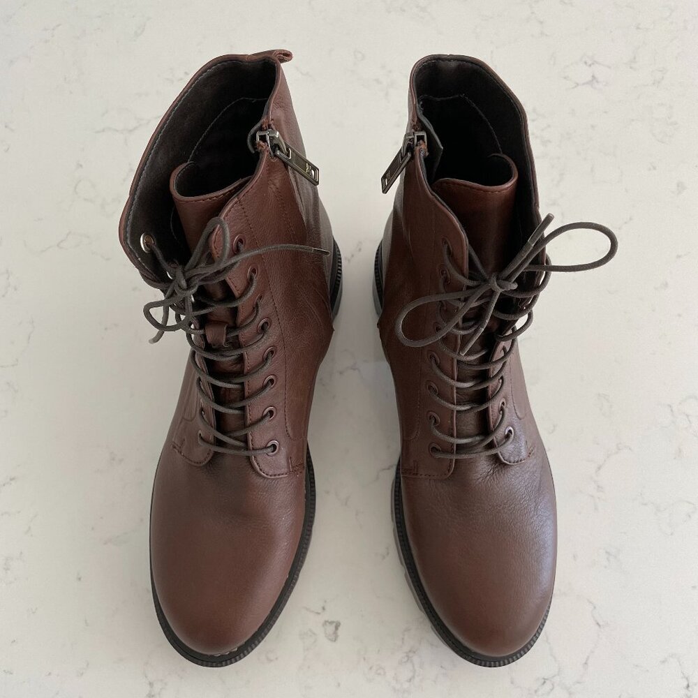 Sam Edelman Garret Waterproof Leather + Manmade Lace Up Combat Boots Brown 9 US